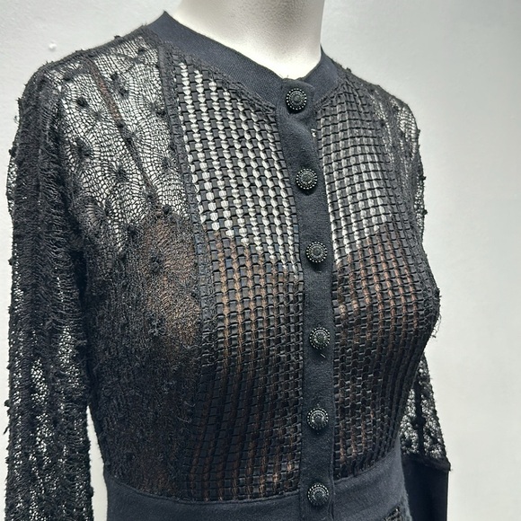 Beguile by Byron Lars Mona Dress Button Down Front  Lace Black Size 0 - Picture 9 of 13
